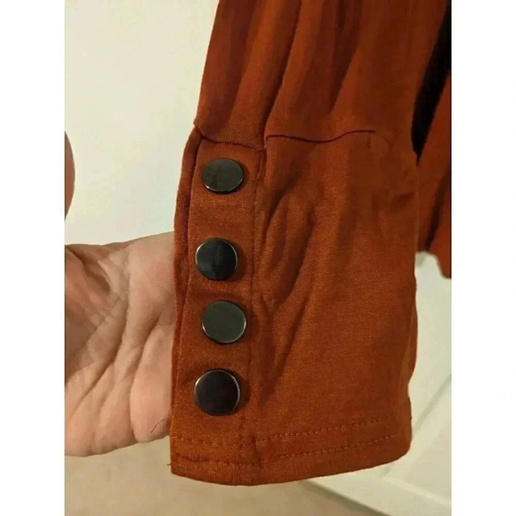 French Laundry Rust Top Tunic 2X XXL Long sleeve Mock Turtleneck Button Trim NWT - Picture 3 of 8
